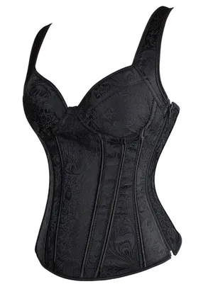 Strap corset with cups jacquard corset bustier tank top lace corset t shirt tee thumbnail 5