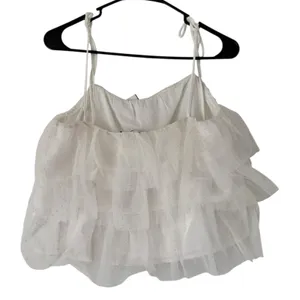 NWT Lush White Chiffon Tiered Mesh Gold Dot Tank Top Juniors Size XL thumbnail 3