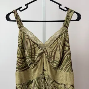 Separates by NY City Design Co. Y2k Fairy Green Brown Leaf‎ Print Lace Top sz L thumbnail 2
