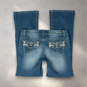 Y2K Royal Premium Bootcut Jeans Women's 10 Rhinestone Embroidered Flap Pockets thumbnail 2