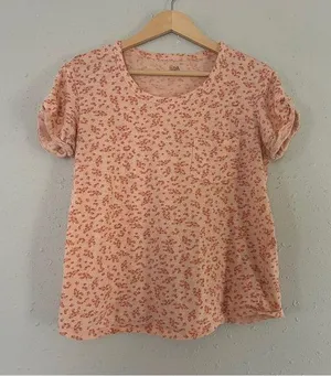 🦋 a.n.a Orange Floral Short Sleeve Tee Casual Summer Medium thumbnail 1