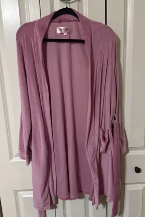 Vintage Y2K Juicy‎ Couture Pink Velour Robe Size S/M Rhinestone Logo thumbnail 1