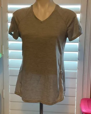 Danskin Women's Short Sleeve V-Neck Tee - Light Gray thumbnail 1