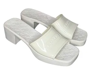 Coach Scarlett Rubber Block Heel Sandal Mule in Ivory Size 8 thumbnail 1