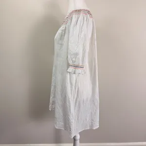 Madewell White Gauze Confetti Smocked Dress Short Sleeve Boho Cotton Large thumbnail 2