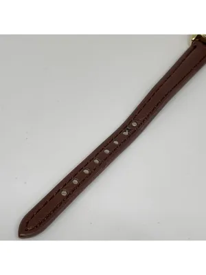 FMD Women’s watch gold tone 25mm quartz analog brown leather band running thumbnail 3