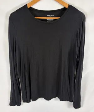 Nine West Soft Spun Black Long Sleeve Tshirt Size XL thumbnail 1