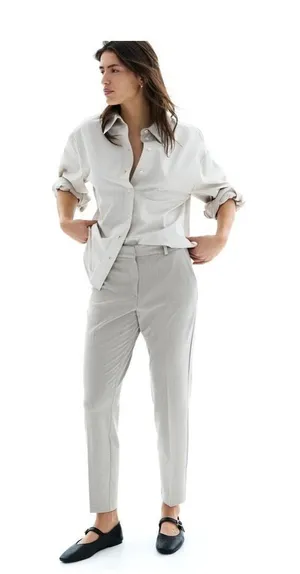 H&M Women Grey Slim Ankle Pants Size 0 thumbnail 1