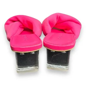 Open Edit Cleo Sandal Size 5 Neon Pink Barbie Kitten‎ Block Heel 80s Slip On thumbnail 3