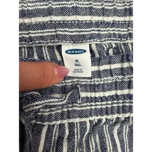 Old Navy XL Tall Linen Blend Wide Leg Pants Blue White Stripe Drawstring thumbnail 5
