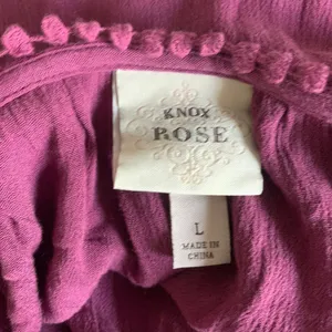 Knox Rose Womens Size Large Purple Rayon Gauze Flowy Blouse Top thumbnail 4
