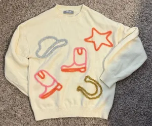 Boutique Western Knit Sweater White Size M thumbnail 1