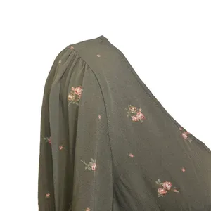 Arizona Jeans Green Pink Floral Peplum Crop Top Long Sleeve‎ Small Boho Y2K 90's thumbnail 4