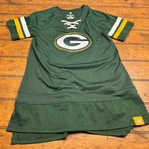 Fanatics Green Bay Packers Womens Lace Up Jersey‎ Shirt M GB thumbnail 1