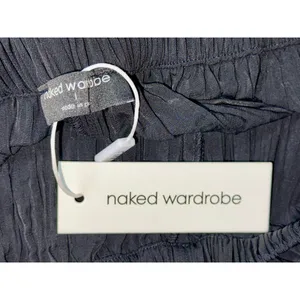 NWT Naked Wardrobe Black Crinkled Pleated Wide Leg Pants Womens Size L Large NEW thumbnail 3