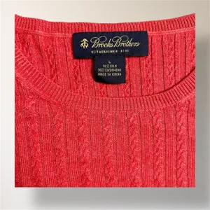 Brooks Brothers S Red Cashmere Silk Blend Cable Knit Short Sleeve Sweater Preppy thumbnail 7