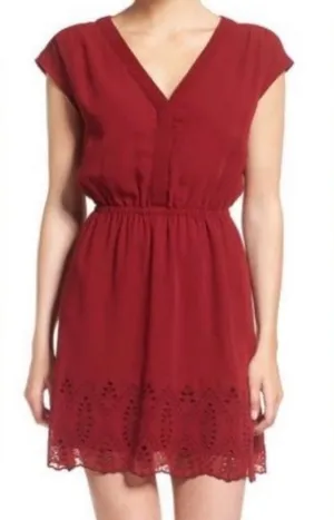 Madewell‎ Skygaze Red Eyelet Scallop Hem Embroidered Dress thumbnail 1