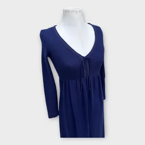 VTG 70s Hubba Hubba Maxi Sweater Dress Women’s Medium Blue Cottage Hippie Boho thumbnail 7