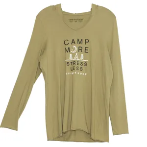 Life Is Good Top Hoodie Camp More Stress Less Outdoor Athleisure Green Large thumbnail 6