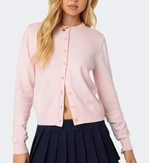 Edikted Pink Shlo Knitted Cardigan thumbnail 1