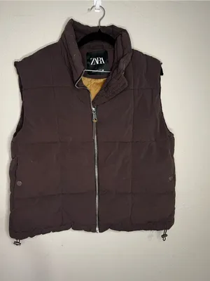 Zara Chocolate Brown Quilted‎ Puffer Oversized Cozy Vest thumbnail 2