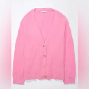 American Eagle Oversized Barbie Pink Super Soft Cardigan Sz S Fits L thumbnail 10