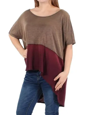 FREE PEOPLE Burgundy Short Sleeve Hi-Lo Top Size XS‎ thumbnail 1