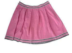Daisy Pink Pleated Skater Skirt with Navy & White Trim thumbnail 1