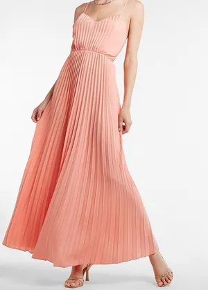 Express Coral Cutout Pleated Maxi Dress thumbnail 6