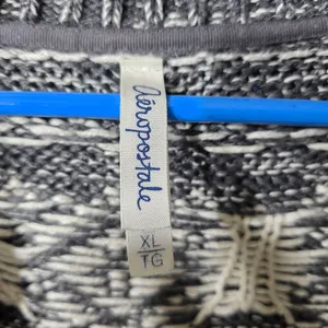 Aeropostale XL Gray White Fair Isle Knit Open Cardigan Sweater Boho Aztec‎ Print thumbnail 5