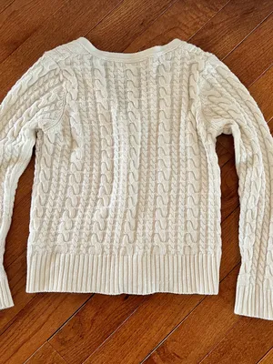 Zara Cream Cable-Knit Button Cardigan Medium thumbnail 5