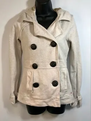 Billabong Women’s Double Breasted Coat, Hooded in Cream, Size Small thumbnail 1