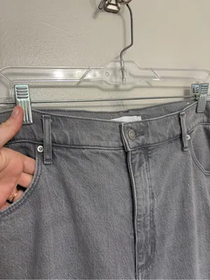 LOFT Cuffed High Rise Wide Leg Jeans in Light Gray - Size 32/14 thumbnail 5