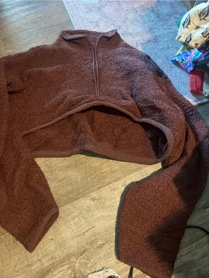Skims Cozy Women's Sherpa Half-Zip Pullover Sweater - Brown thumbnail 1