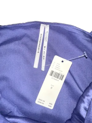 NWT Anthropologie Silk One Shoulder Purple Satin Side Slit Midi Dress 8 thumbnail 6