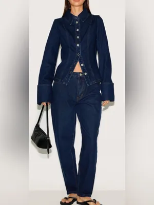 NWT PrettyLittleThing Dark Blue Wide Leg Jeans size Petite 2 thumbnail 8
