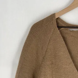 Athleta Hanover Sweater‎ Womens Size M Extra Fine Merino Wool Blend V-Neck Brown thumbnail 3