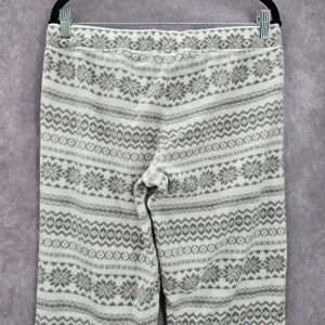Old Navy White Gray Fleece Snowflake Sleep Pajama Bottoms‎ Pants M Medium thumbnail 5