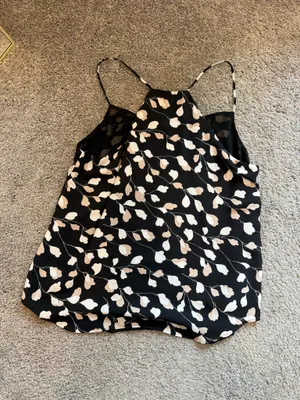 LOFT Black Floral Cowl Neck Camisole thumbnail 4