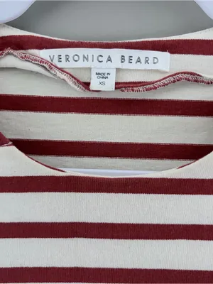 Veronica Beard Rust Striped Poplin Cotton Layered Shirt XS thumbnail 2