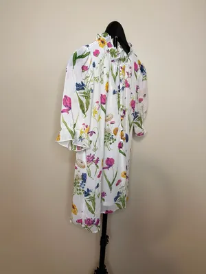 Tamara H. Women's Floral Print Short Sleeve‎ Ruffle Neck Blouse thumbnail 4