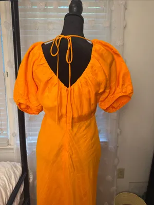 Banana republic NWT Orange Puff-Sleeve Midi/Maxi Dress sz4 thumbnail 3