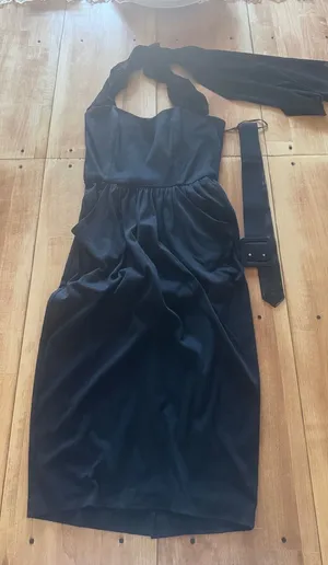 Rosemary Brantley Black Halter Midi Dress with Belt and Pockets Size Large‎ thumbnail 1