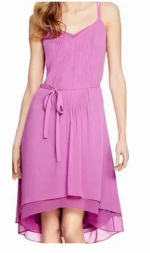 NWT White House Black Market 14 Pink Pleated Chiffon Midi Dress Hi Low Formal thumbnail 1