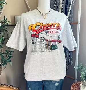 Vintage Cheers Boston Single Stitch T-Shirt XL Hanes Beefy Tee Graphic Retro thumbnail 1