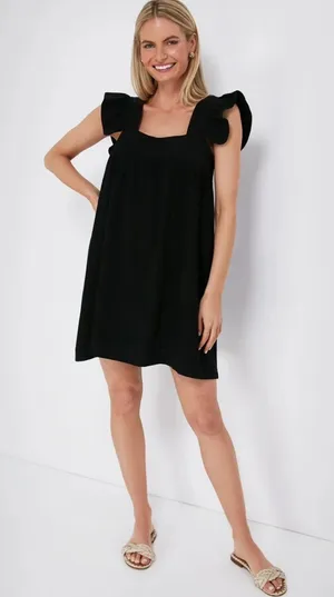Tuckernuck Pommander Place Black Hazel Flutter Sleeve Dress XS NEW thumbnail 1