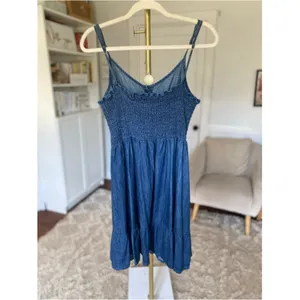 Universal Thread Chambray Mini Dress Denim Cottagecore Western Cowgirl Coquette‎ thumbnail 3