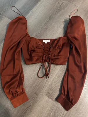 Mabel brown silky crop top  thumbnail 2