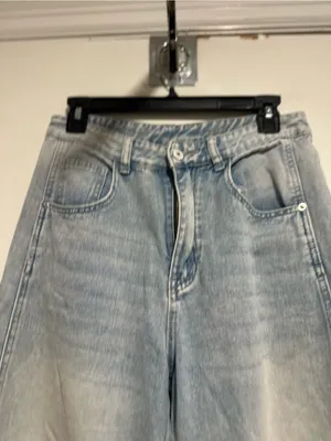 Light Wash Distressed Wide Leg Barrel Jeans Sz:M Indie Hipster Punk Grunge Y2K. thumbnail 9