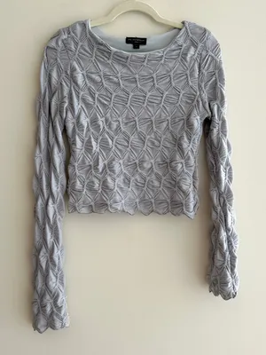 See You Monday Honeycomb Stretch Long Sleeve Top, Light Grey, Size Large thumbnail 1